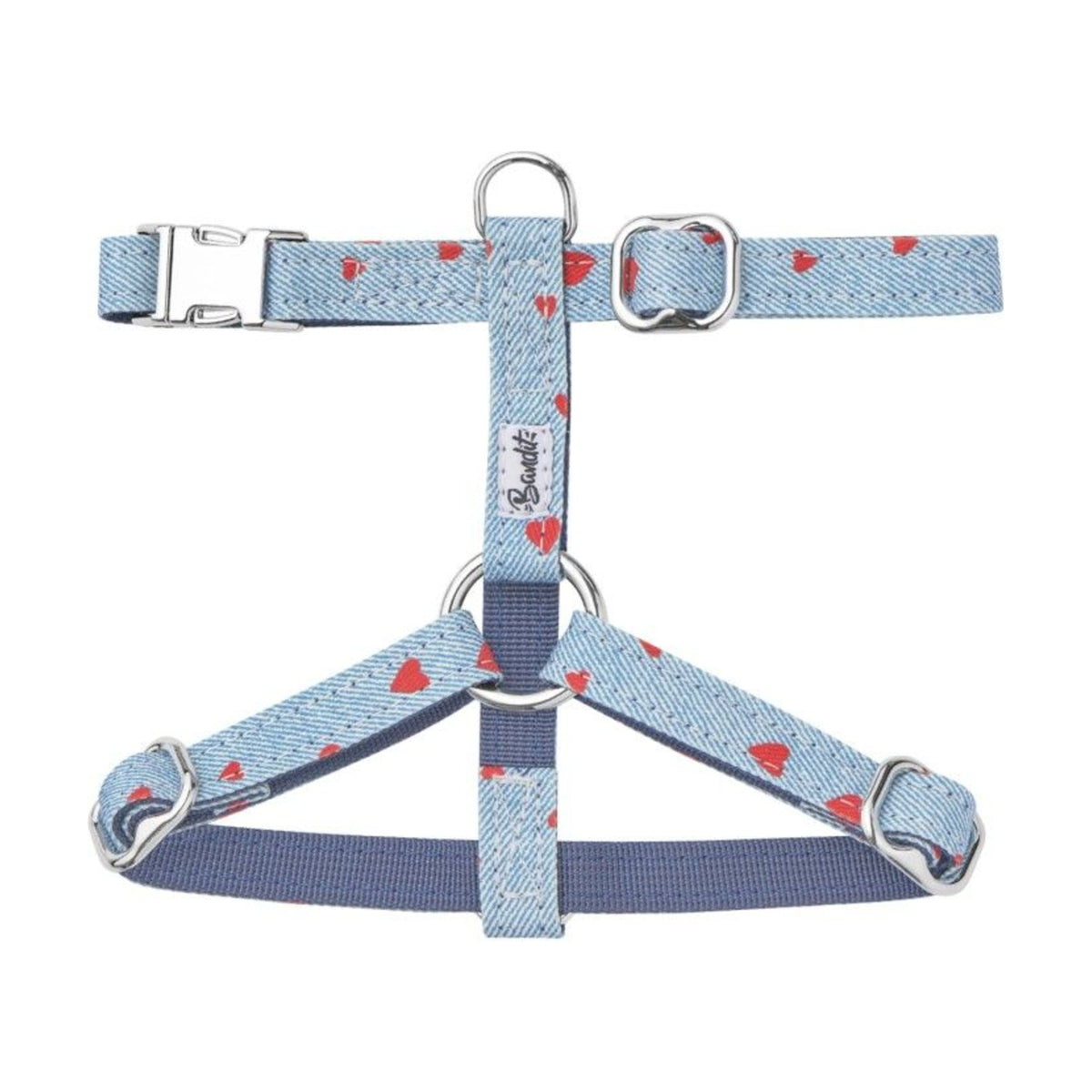 BANDIT Harnais Clara – Harnais en H denim à cœurs pour chien – photo 2