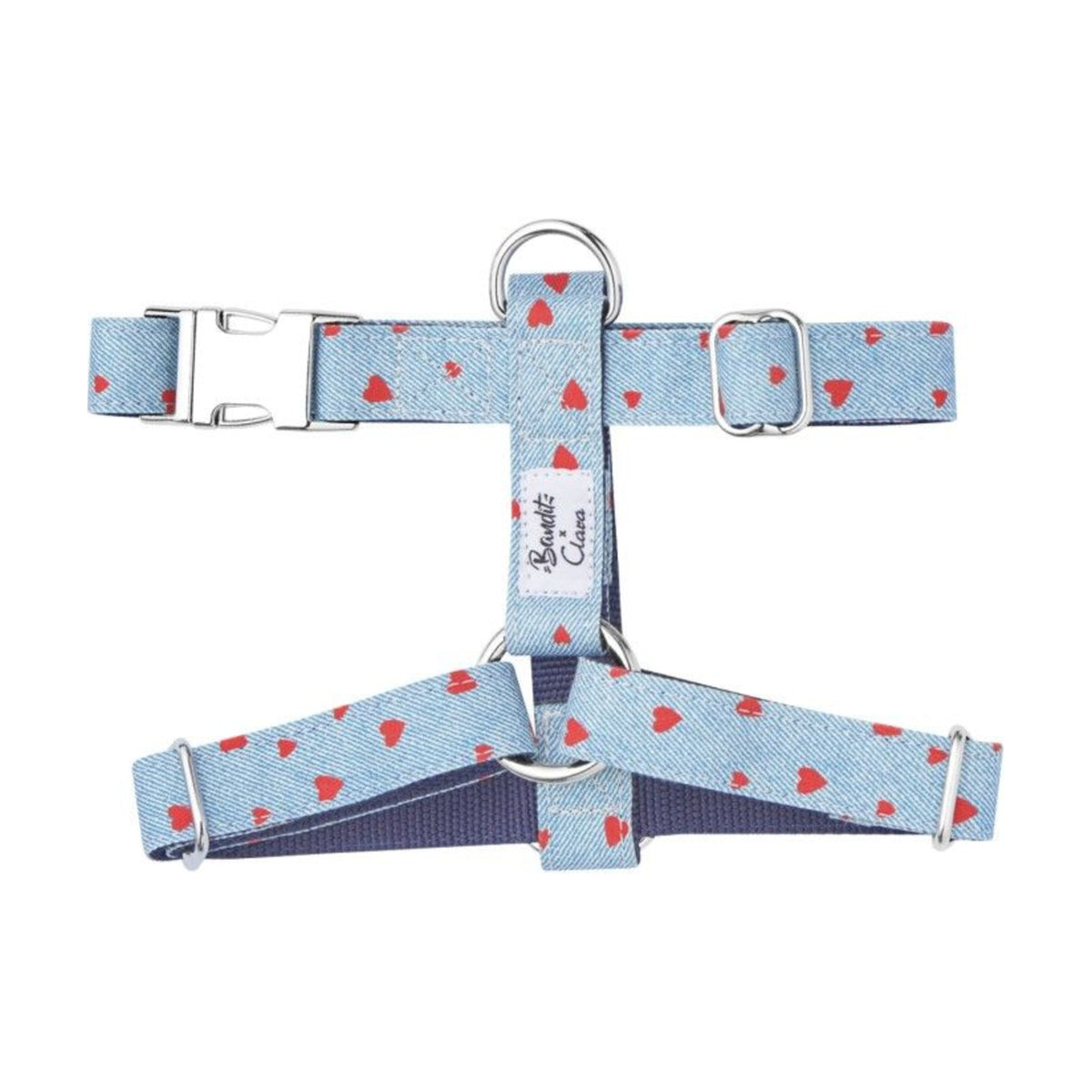 BANDIT Harnais Clara – Harnais en H denim à cœurs pour chien – photo 3