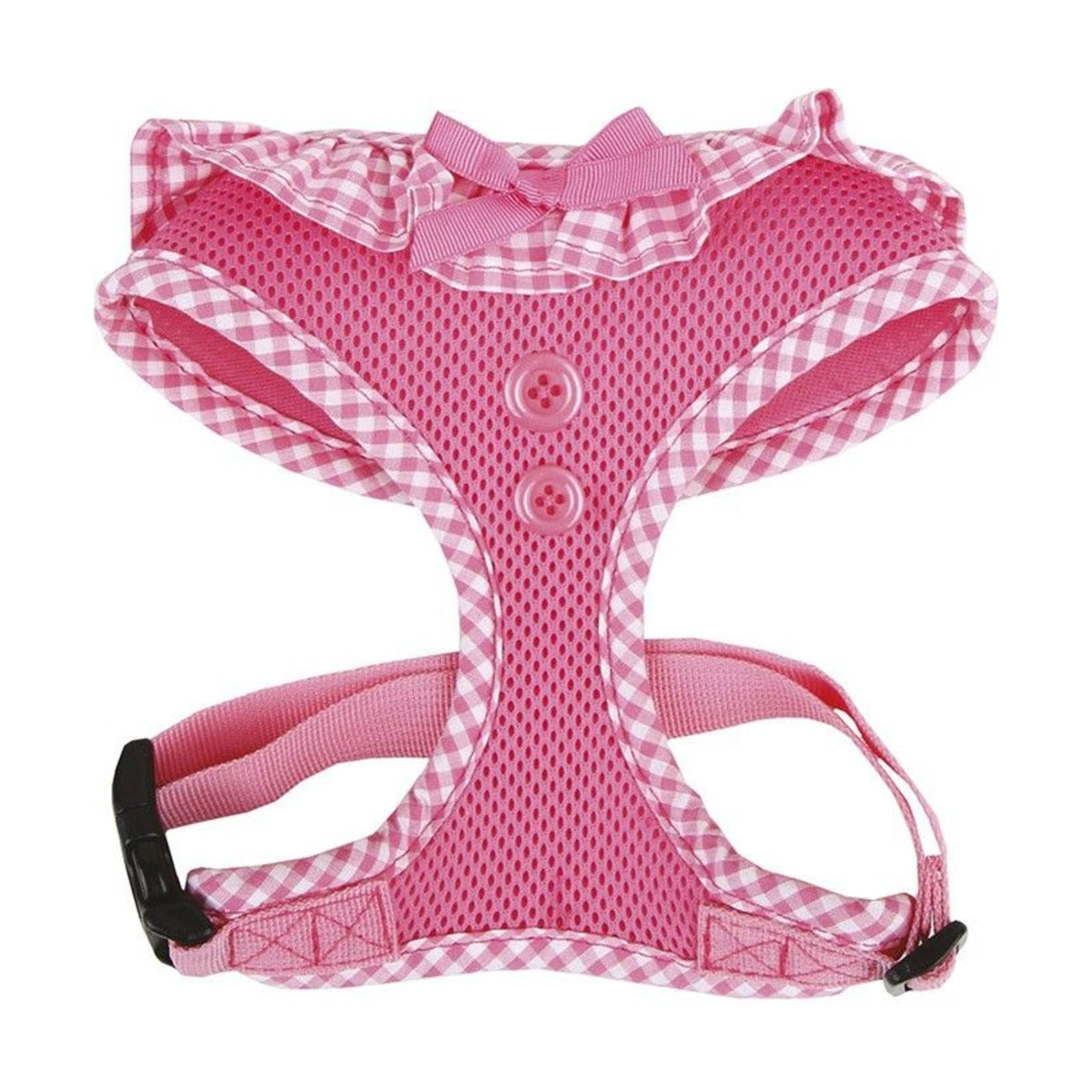 PUPPIA Harnais réglable Vivien – Harnais vichy à collerette pour chien, rose – photo 1