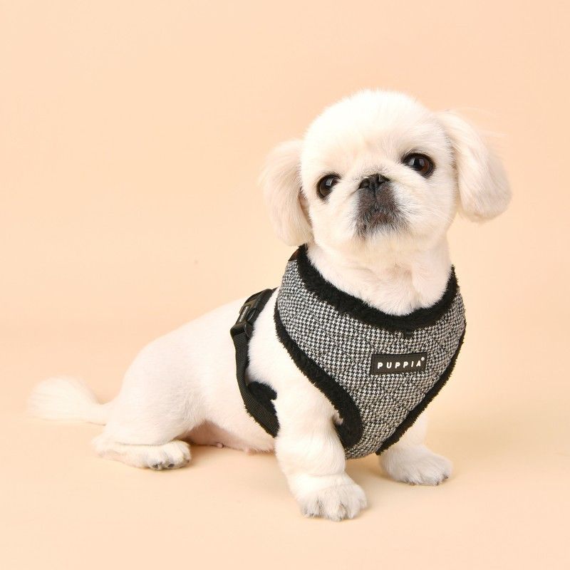 PUPPIA Harnais réglable Gaspar – Doublé fourrure pour chien, noir – photo 1
