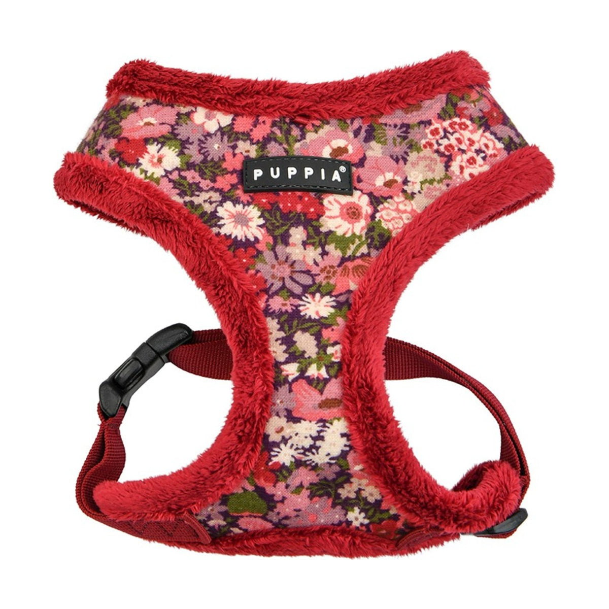 PUPPIA Harnais réglable Gianni bordeaux – Harnais doublé fourrure pour petit chien – photo 1