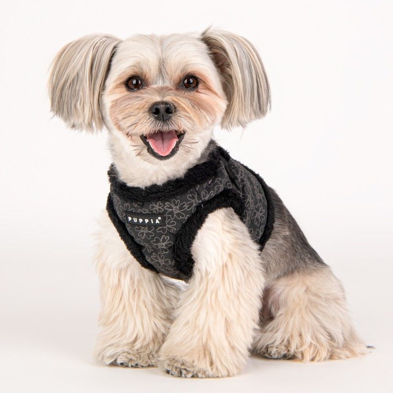 PUPPIA Harnais veste Hepatica noir – Harnais doublé fourrure pour petit chien – photo 1