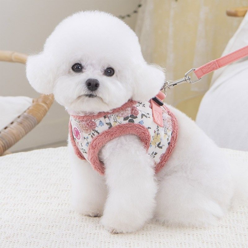 PINKAHOLIC Harnais veste Calla – Harnais fourrure à fleurs pour petit chien – photo 8