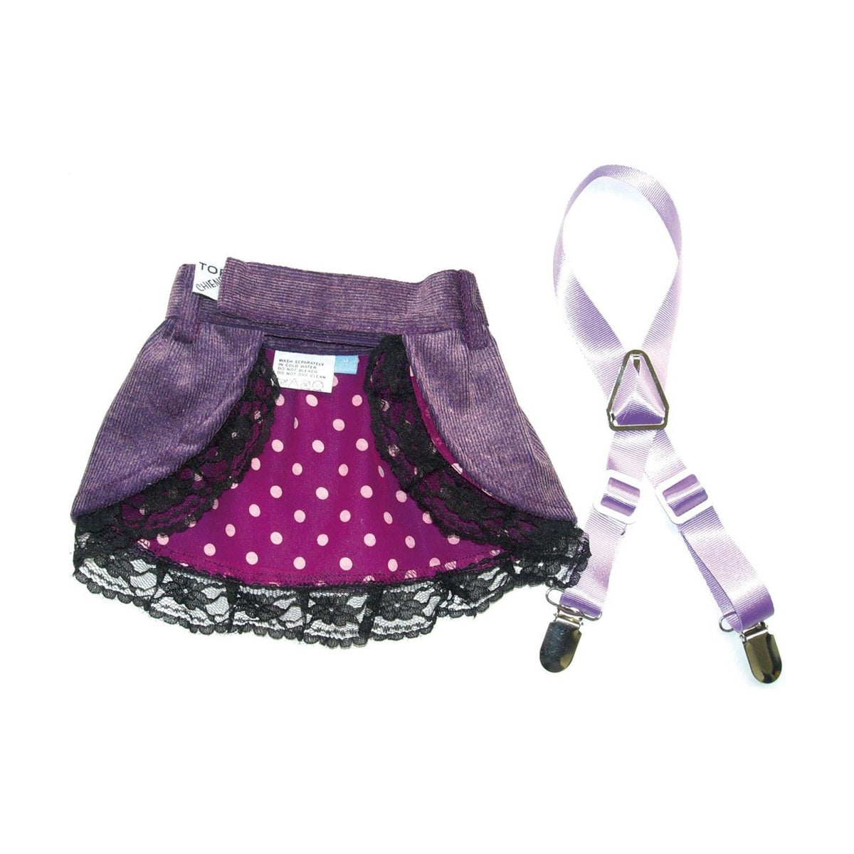 Jupe velours aubergine avec bretelle