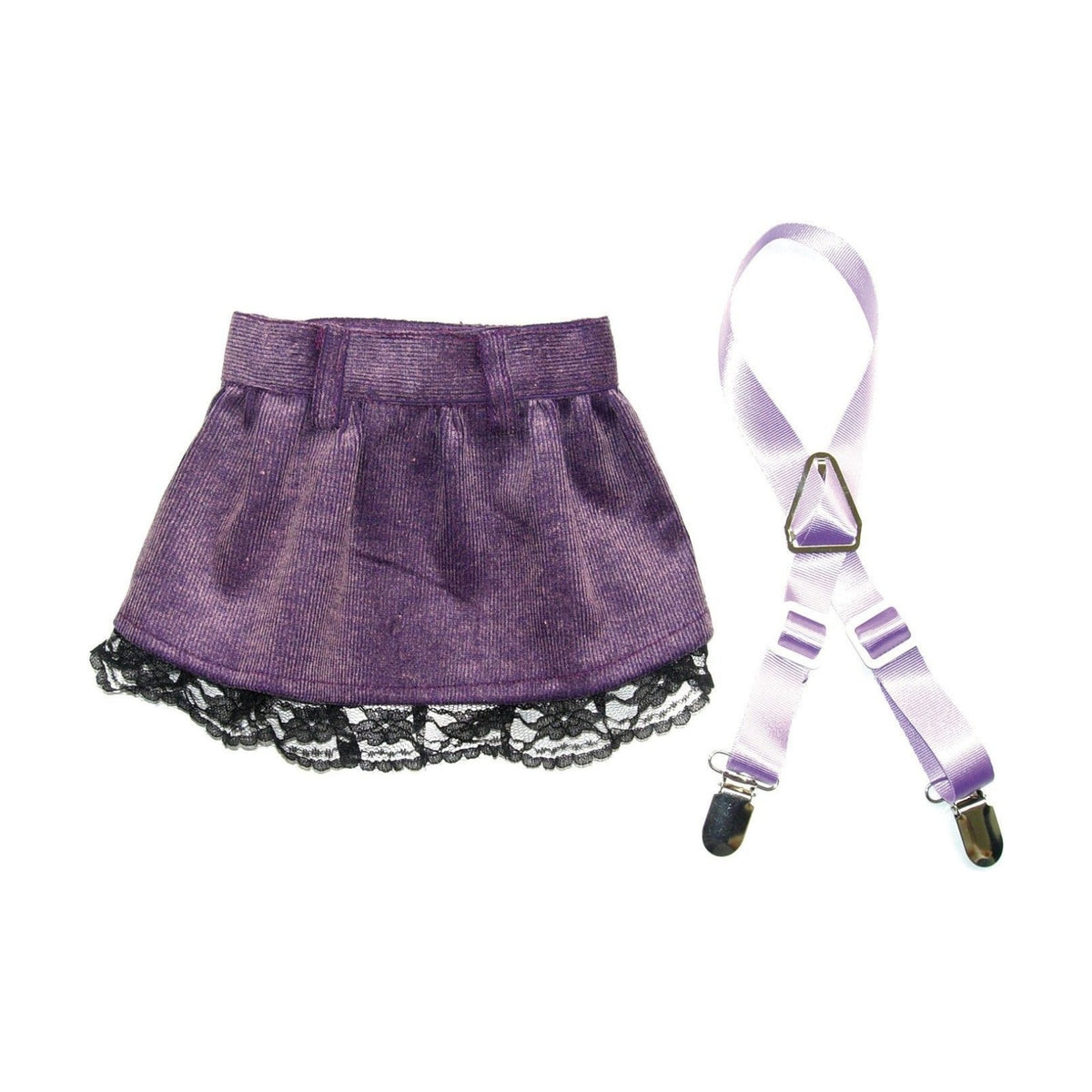 Jupe en velours aubergine – Jupe à bretelles et franges pour chienne – photo 2