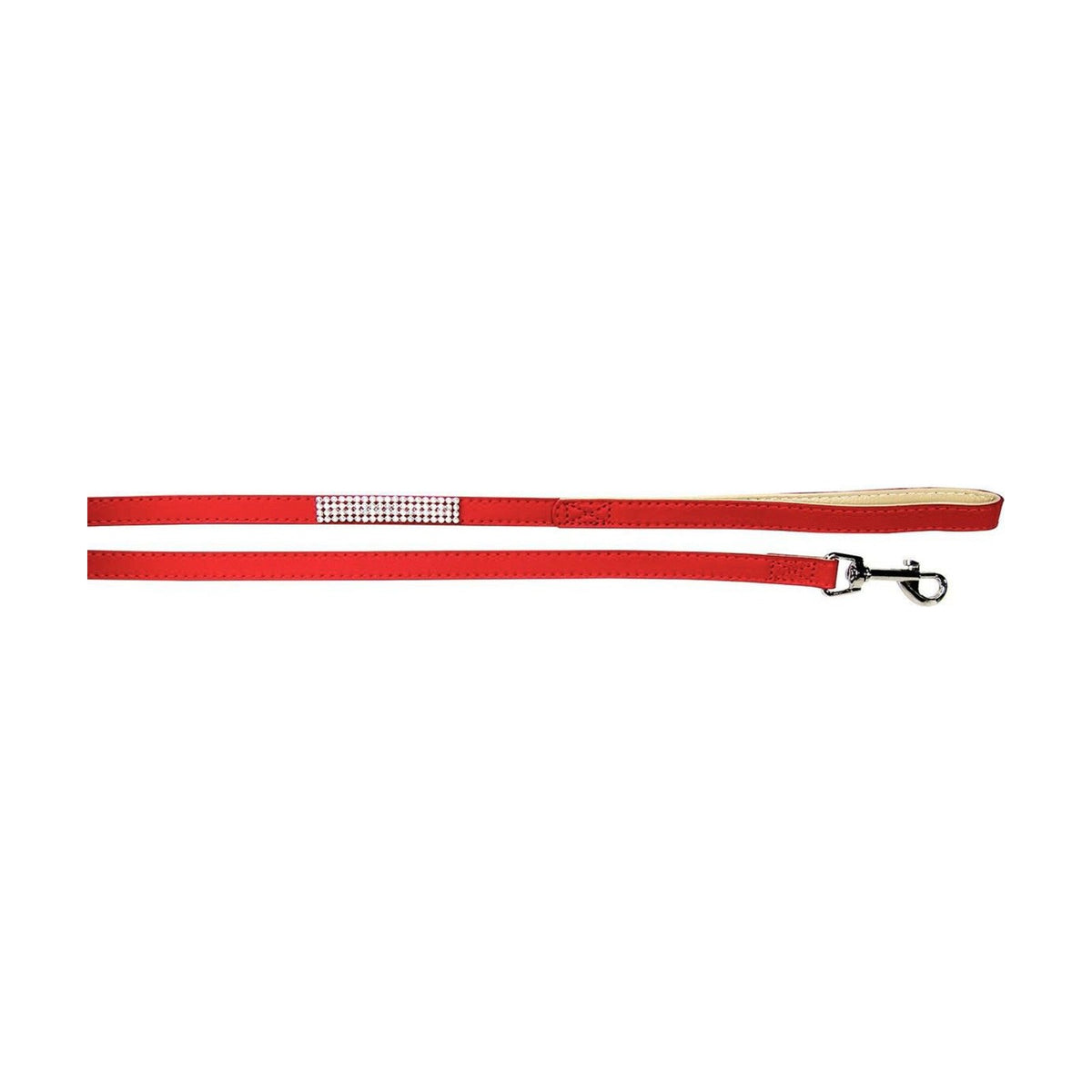 Laisse cuir rouge strass