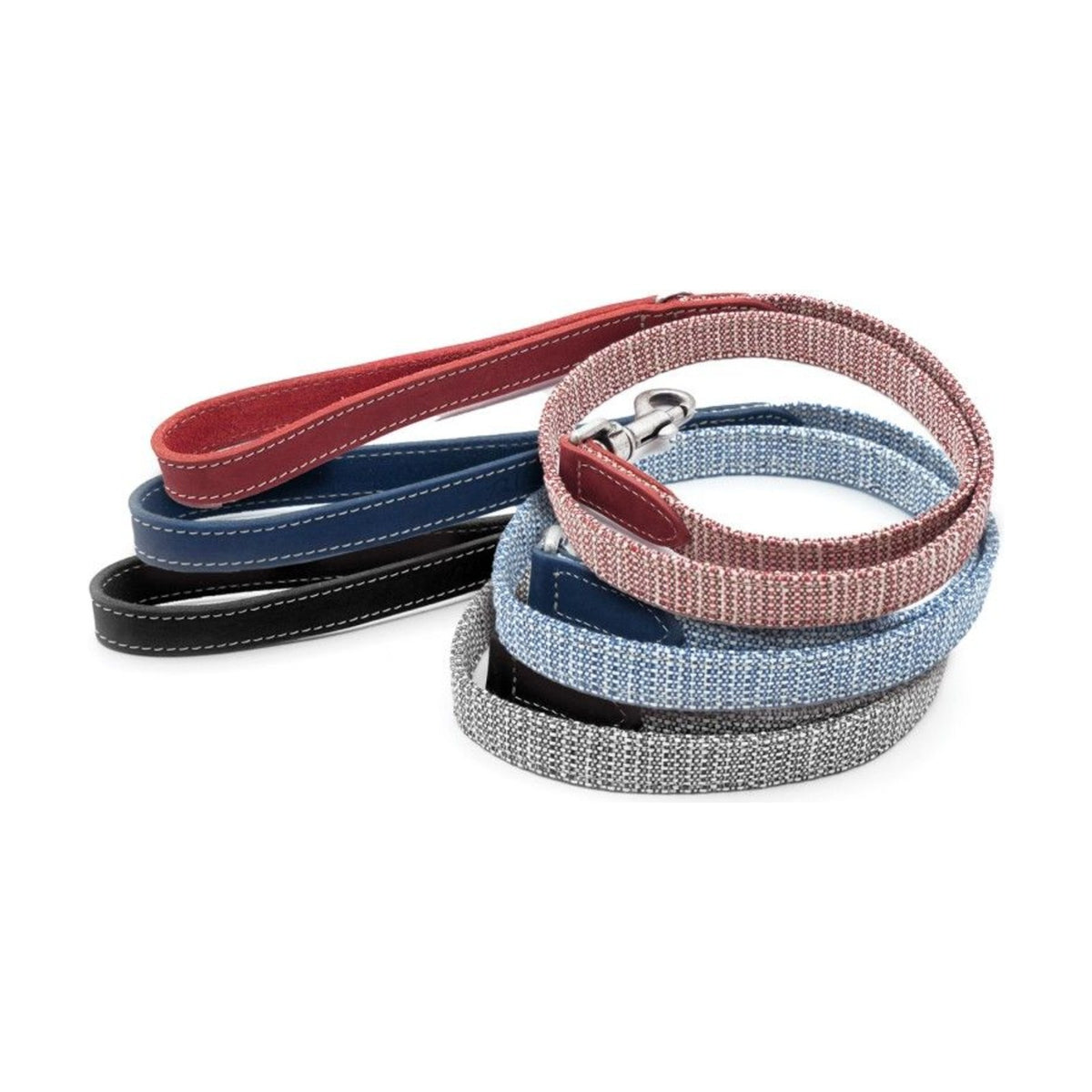 LEOPET Laisse en cuir gras et tissu tressé pour chien – 110 cm – photo 1