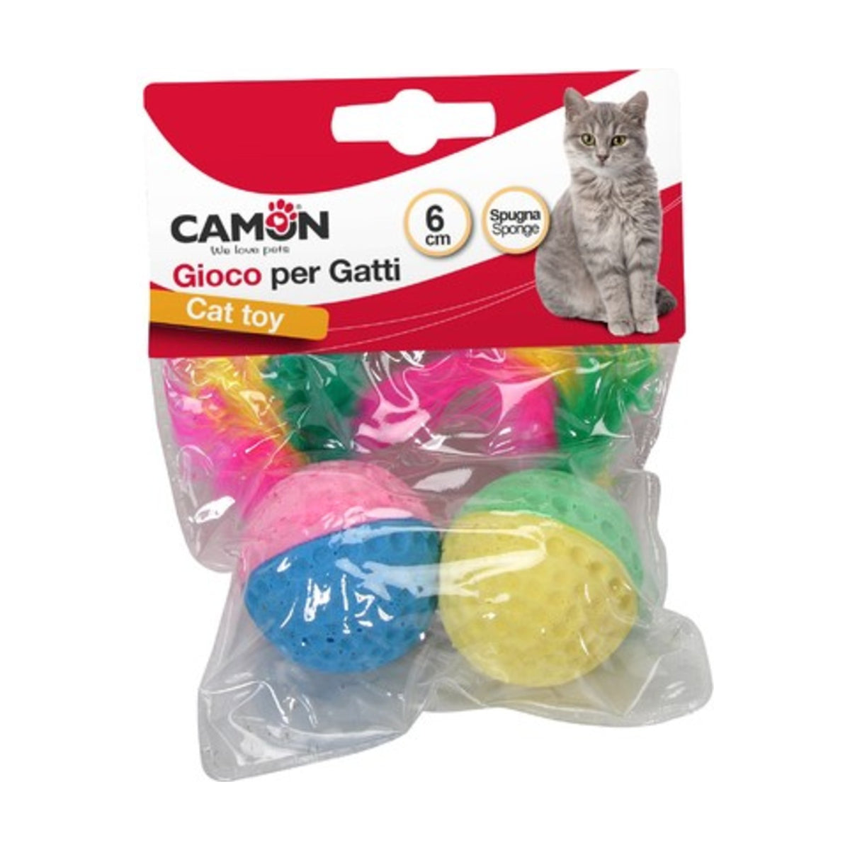 CAMON Balles éponge à plumes – Lot de 2 balles pour chat – photo 2