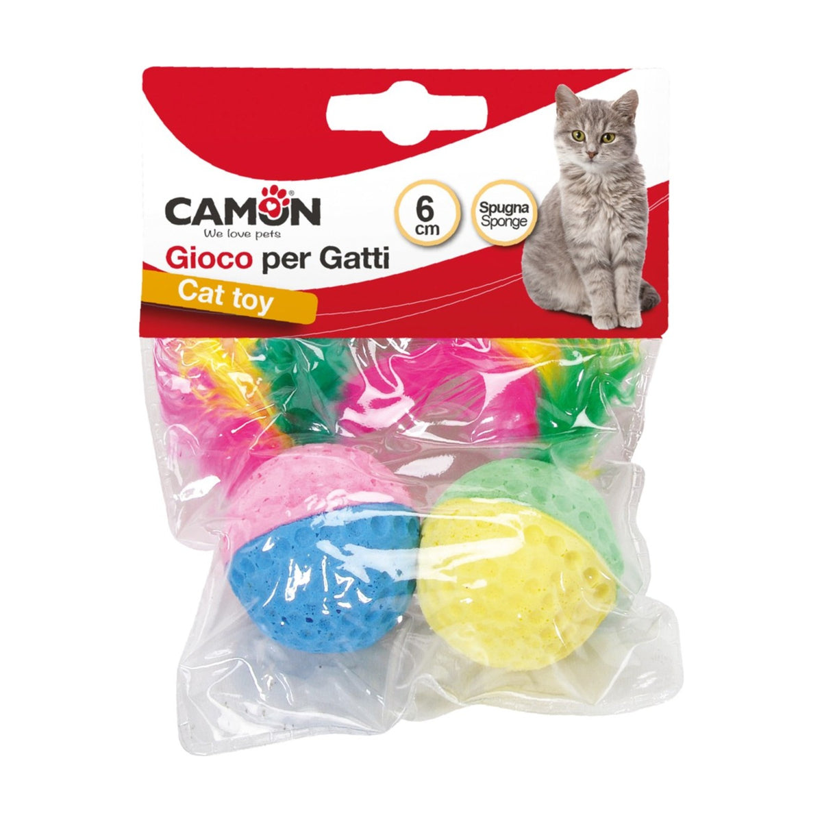 CAMON Balles éponge à plumes – Lot de 2 balles pour chat – photo 3