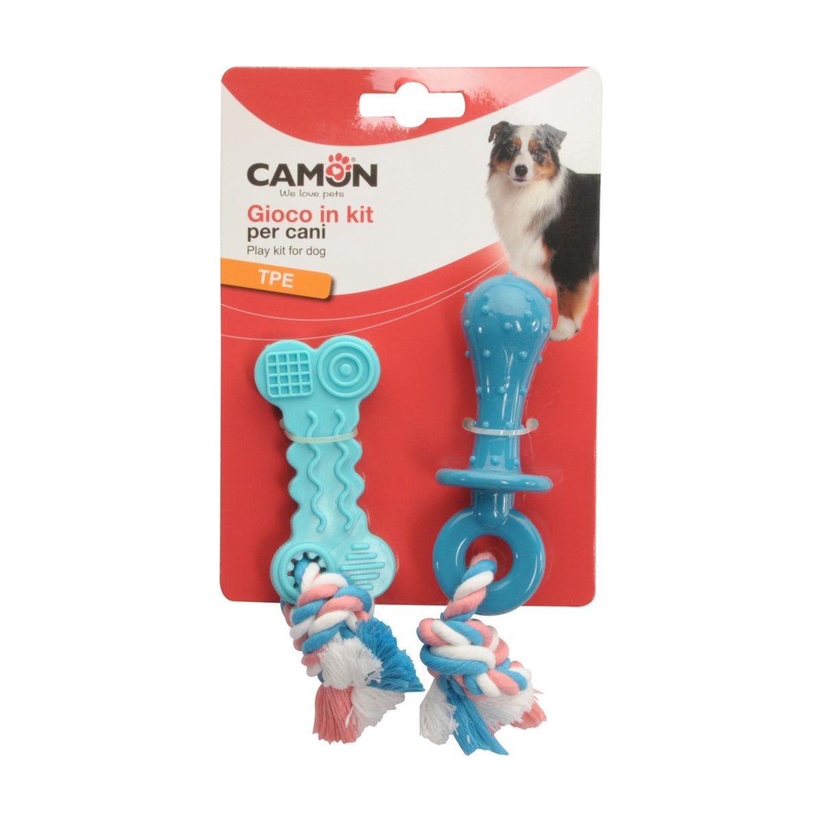 CAMON Kit Tétine et Os – 2 jouets en TPE avec corde pour chien – photo 2