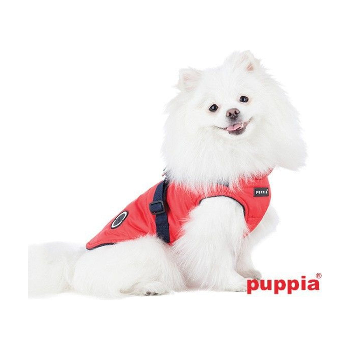 PUPPIA Manteau Mountaineer – Manteau polaire à harnais intégré pour chien, rouge – photo 2