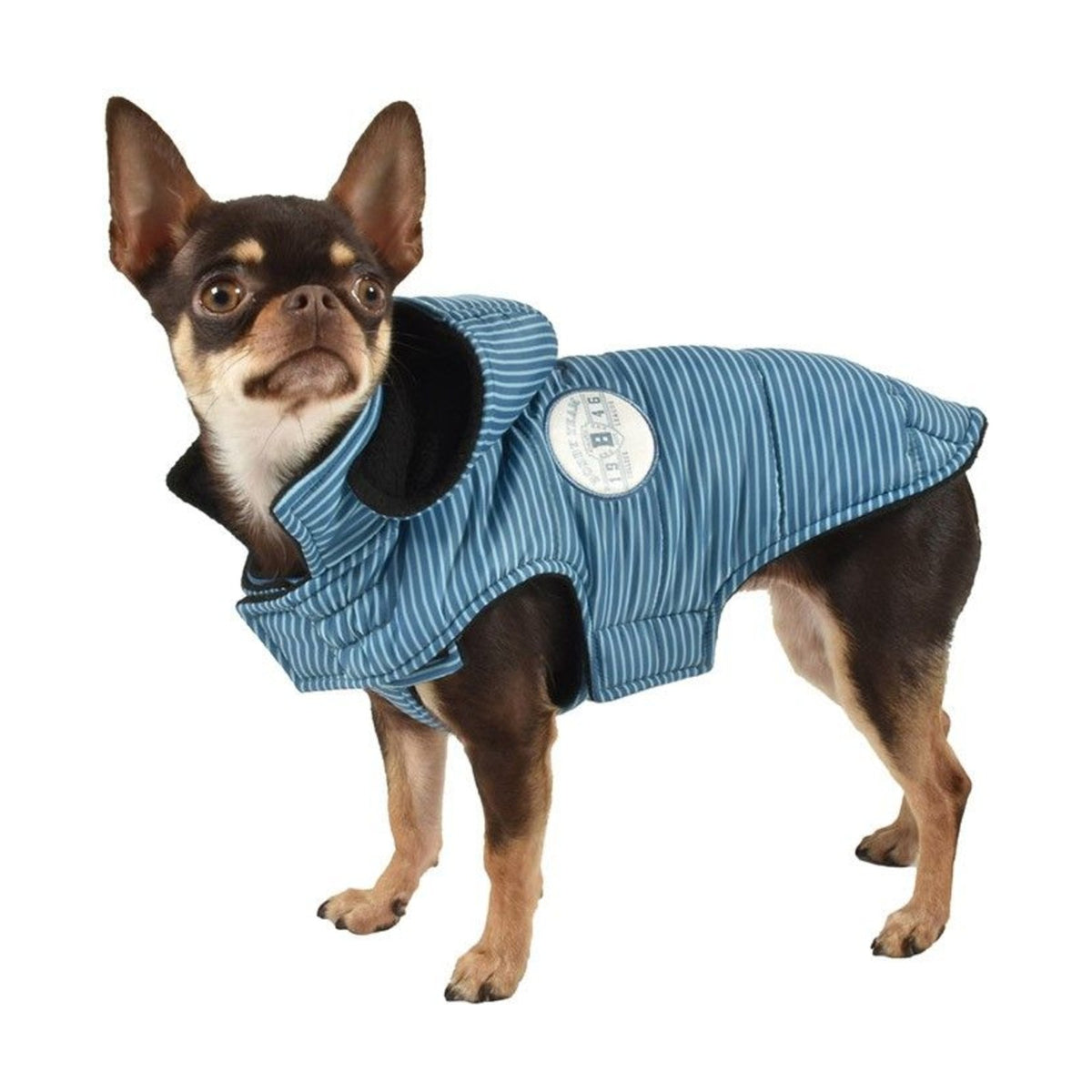 BOBBY Manteau Rayé – Doudoune à capuche amovible doublée polaire pour chien – photo 4