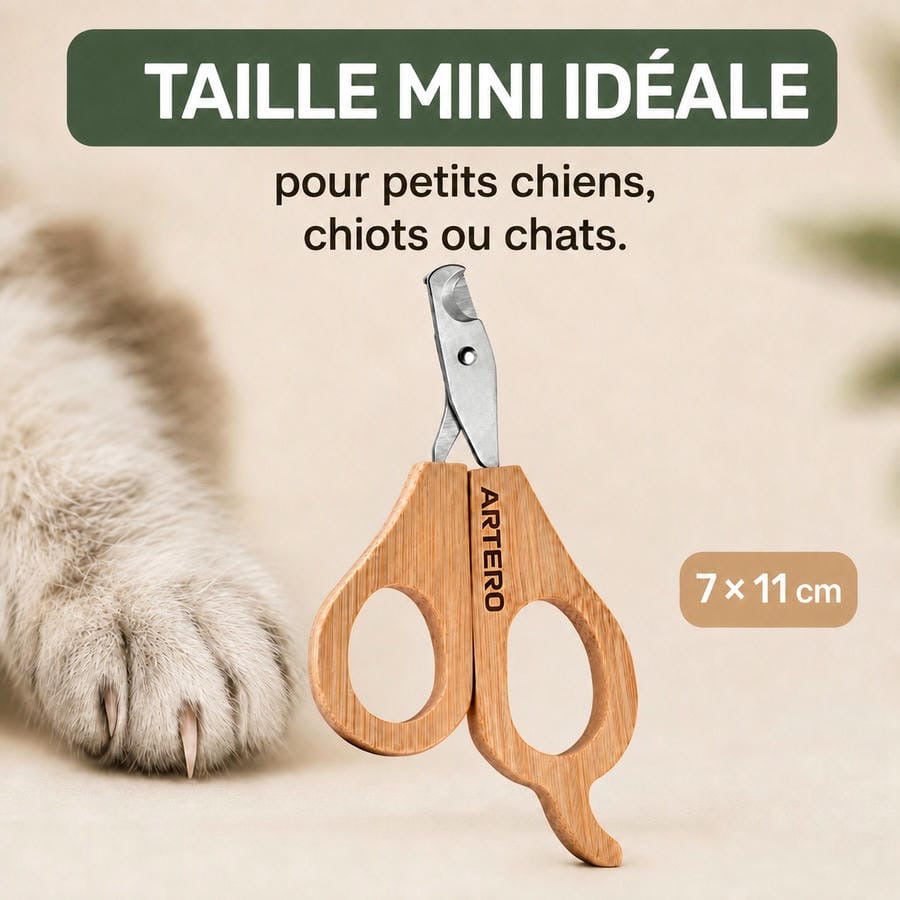 ARTERO Mini coupe-griffes bambou – Pour chat, chiot et petit chien – photo 3