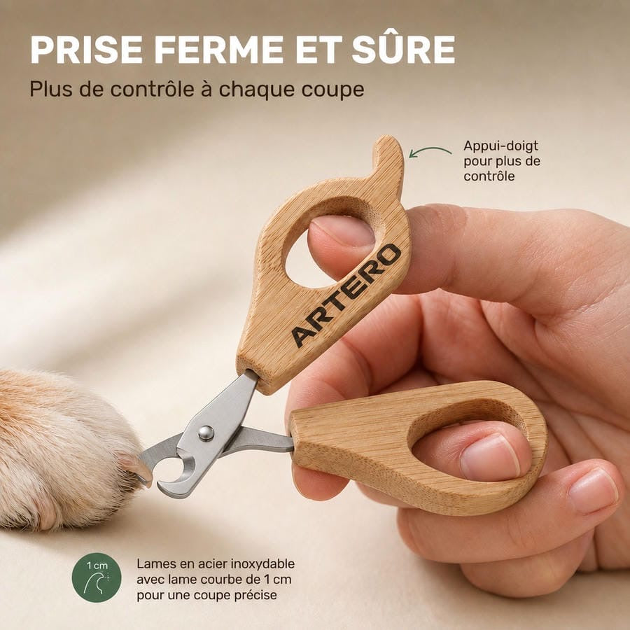 ARTERO Mini coupe-griffes bambou – Pour chat, chiot et petit chien – photo 4