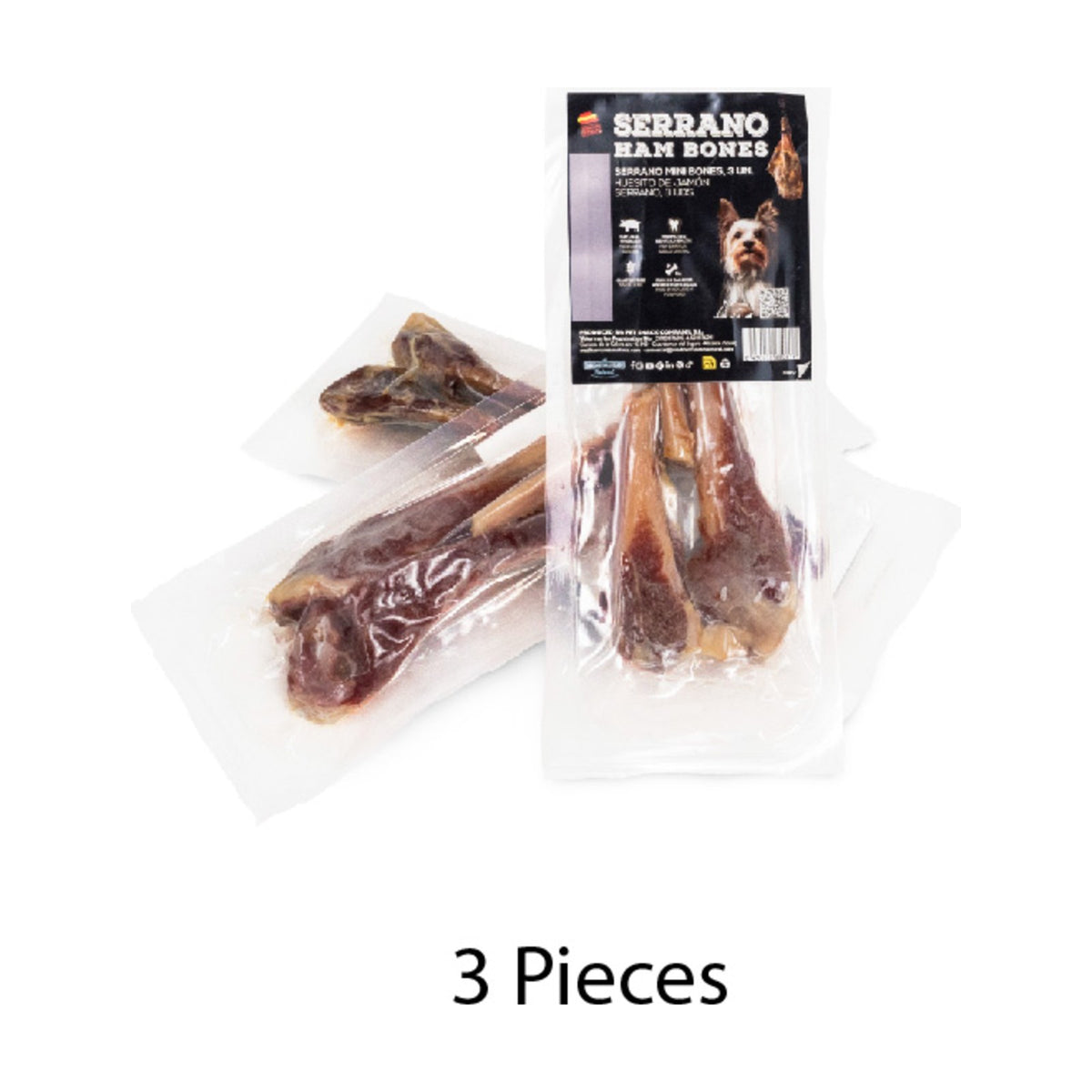 SERRANO Ham Bones Mini – 3 os de jambon pour petit chien 3 x 110 g – photo 2