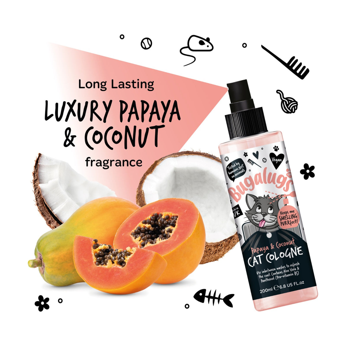 BUGALUGS Parfum Chat Papaye & Coco – Eau de Cologne pour chat – photo 2