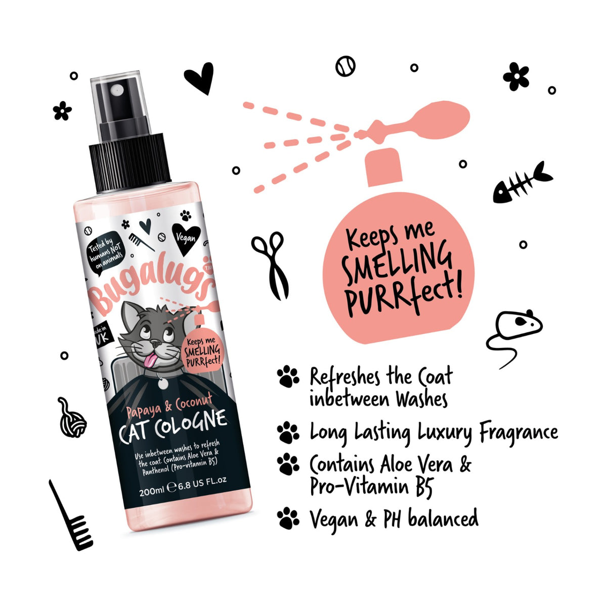 BUGALUGS Parfum Chat Papaye & Coco – Eau de Cologne pour chat – photo 3