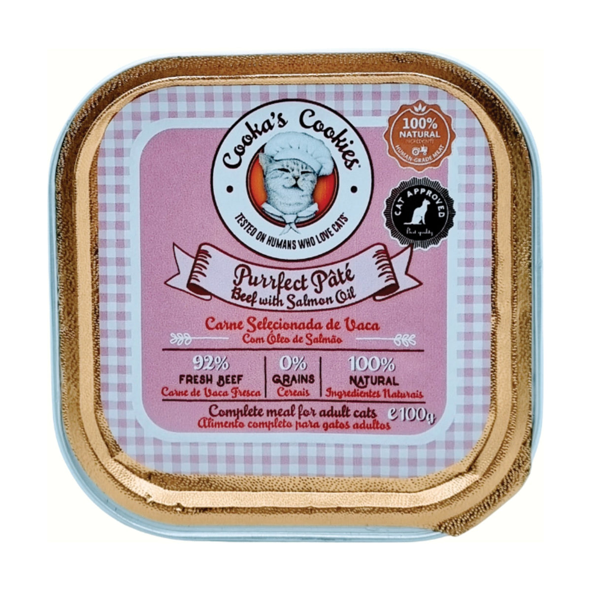 COOKA'S COOKIES Pâtée Bœuf – Pâtée pour chat au bœuf et à l'huile de saumon 100 g – photo 1
