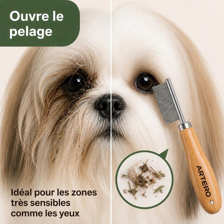 ARTERO Peigne Buddy mini 13 cm – Peigne yeux et face à manche bambou – photo 4