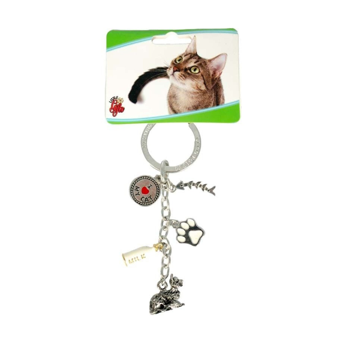 Porte-clés chat – Breloques race de chat et médaille « I ♥ MY CAT » – photo 1