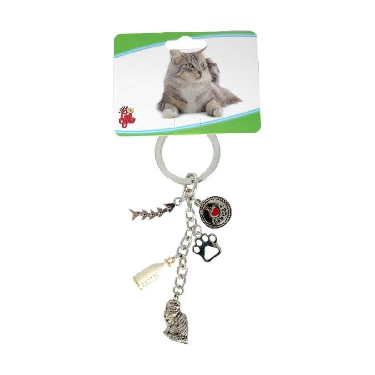 Porte-clés chat – Breloques race de chat et médaille « I ♥ MY CAT » – photo 3
