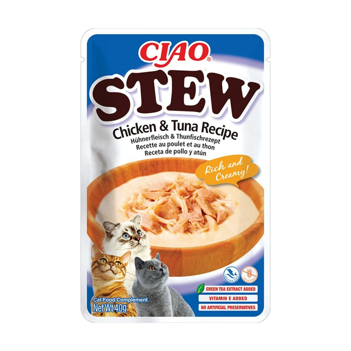 INABA Ciao Stew – Mijoté crémeux pour chat au poulet effiloché (40 g) – photo 1
