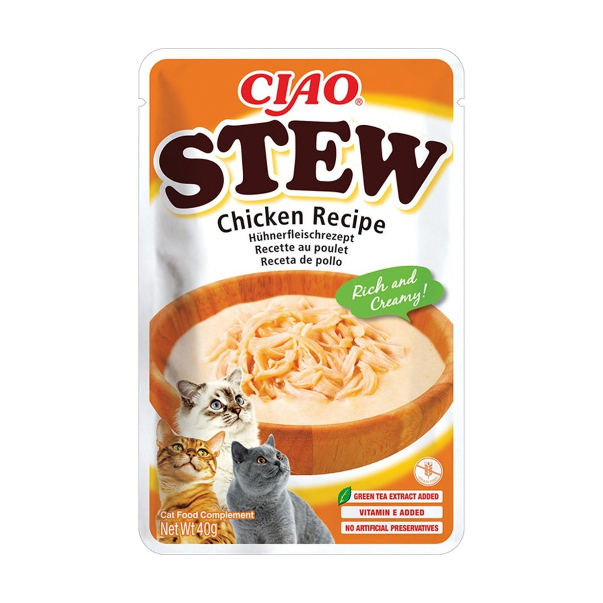 INABA Ciao Stew – Mijoté crémeux pour chat au poulet effiloché (40 g) – photo 2