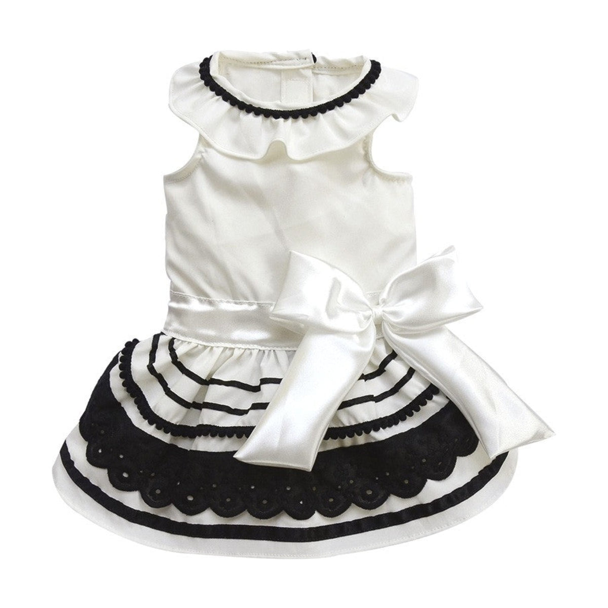 DOGGY DOLLY Robe à volants – Robe blanche et dentelle noire pour chienne – photo 1