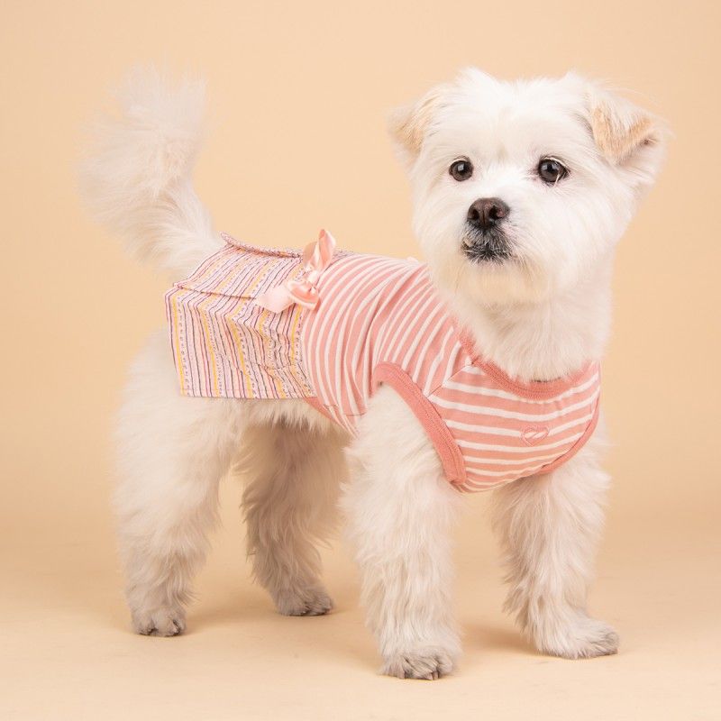 PINKAHOLIC Robe Joie – Robe d'été rayée avec nœud pour chienne – photo 6