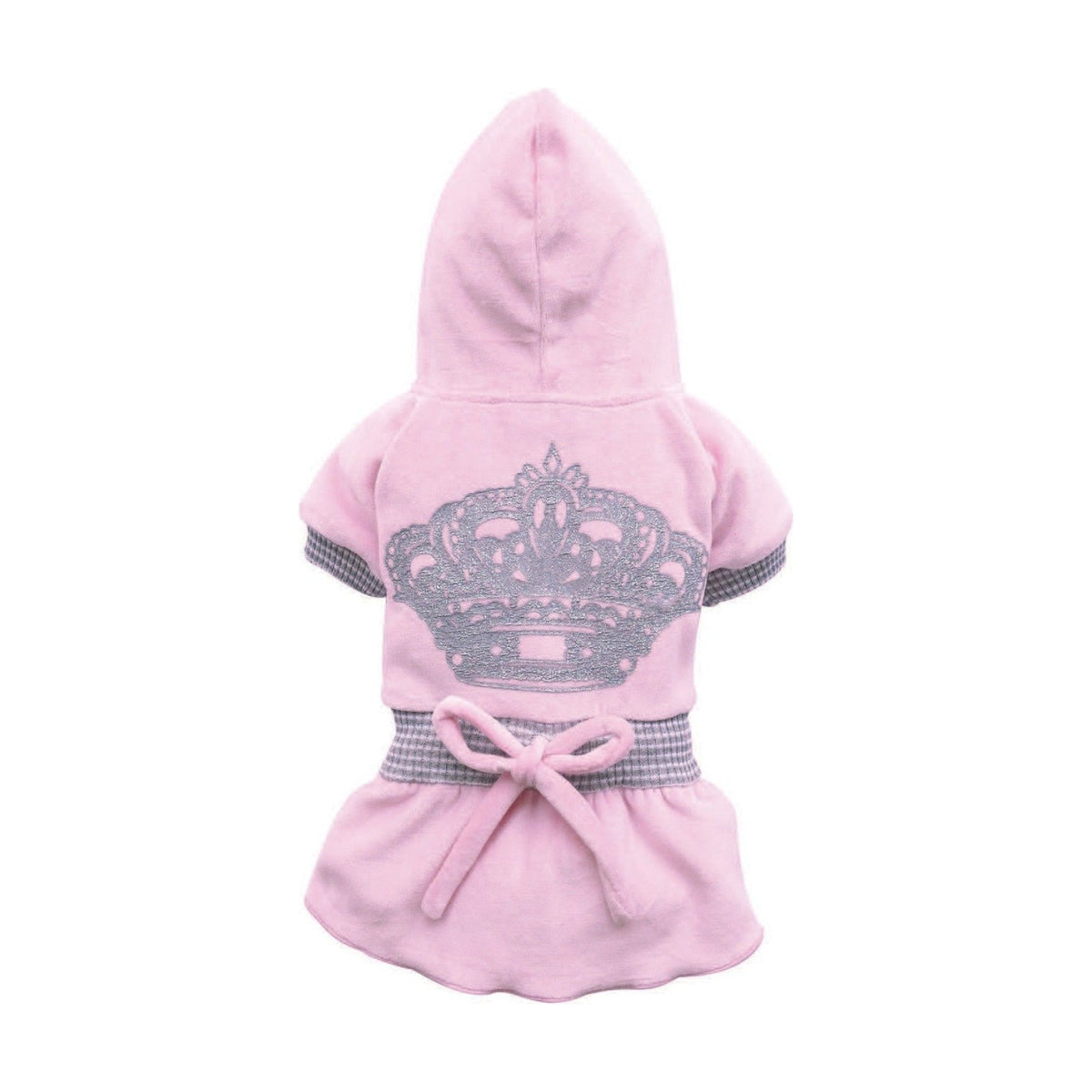 Robe pour chien velours rose avec capuche