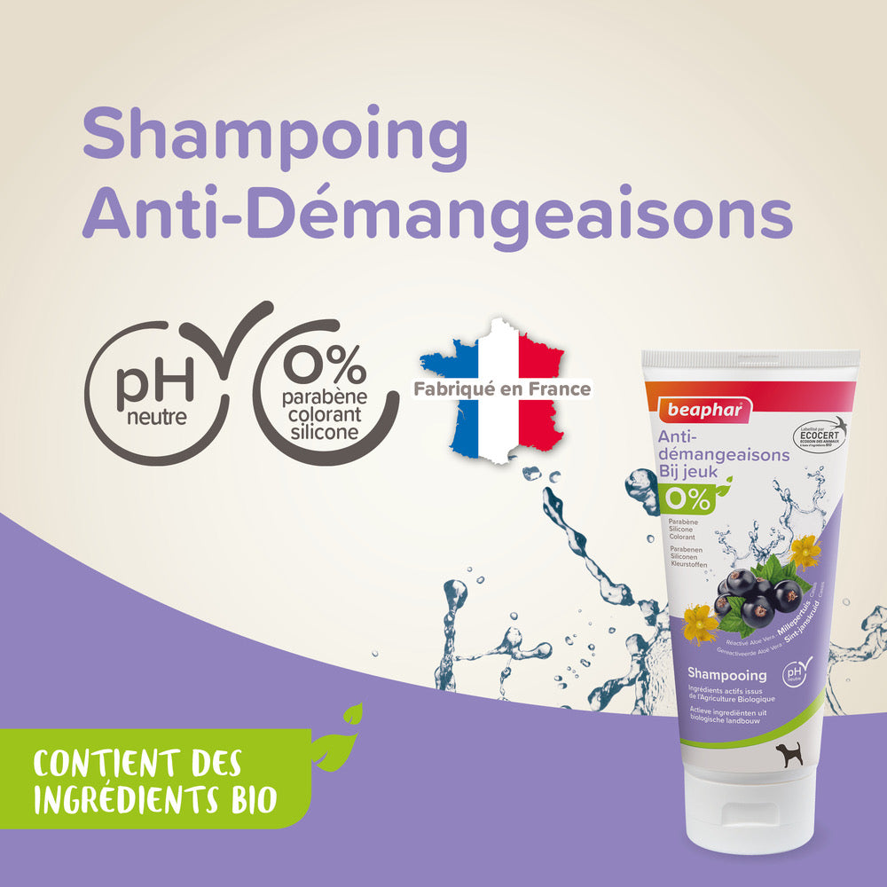 Beaphar Shampoing Anti-démangeaisons Bio – Shampoing peaux sensibles pour chien – photo 3