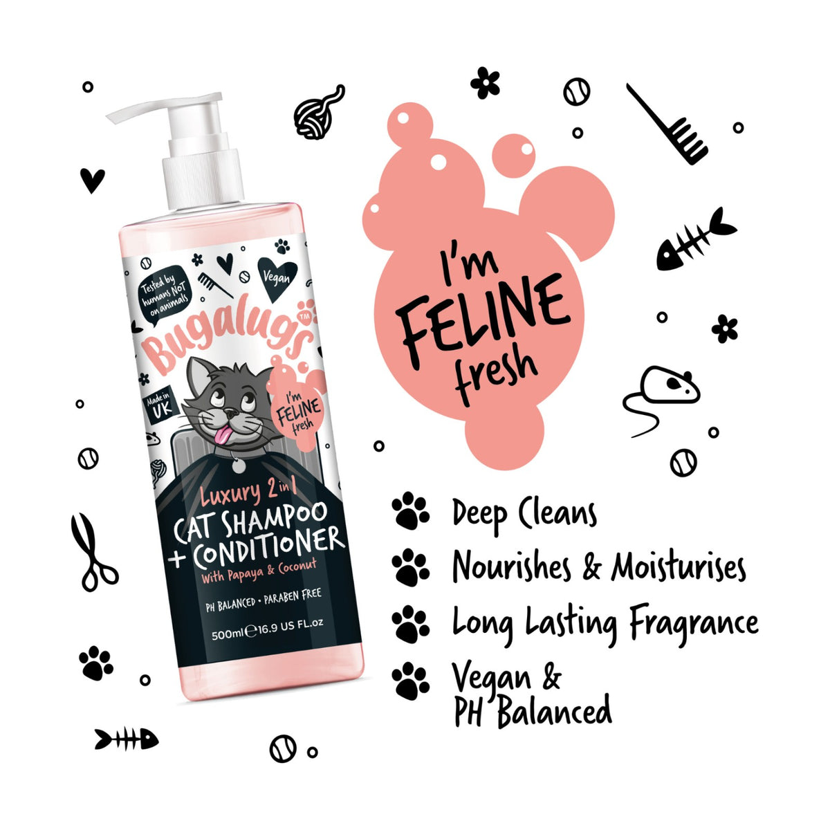 BUGALUGS Luxury 2 en 1 Chat – Shampoing et après-shampoing papaye & coco – photo 3