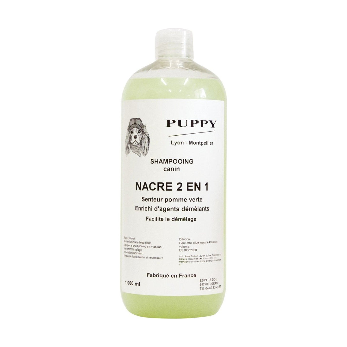 PUPPY Nacre 2 en 1 – Shampoing démêlant pour chien et chat senteur pomme – photo 2