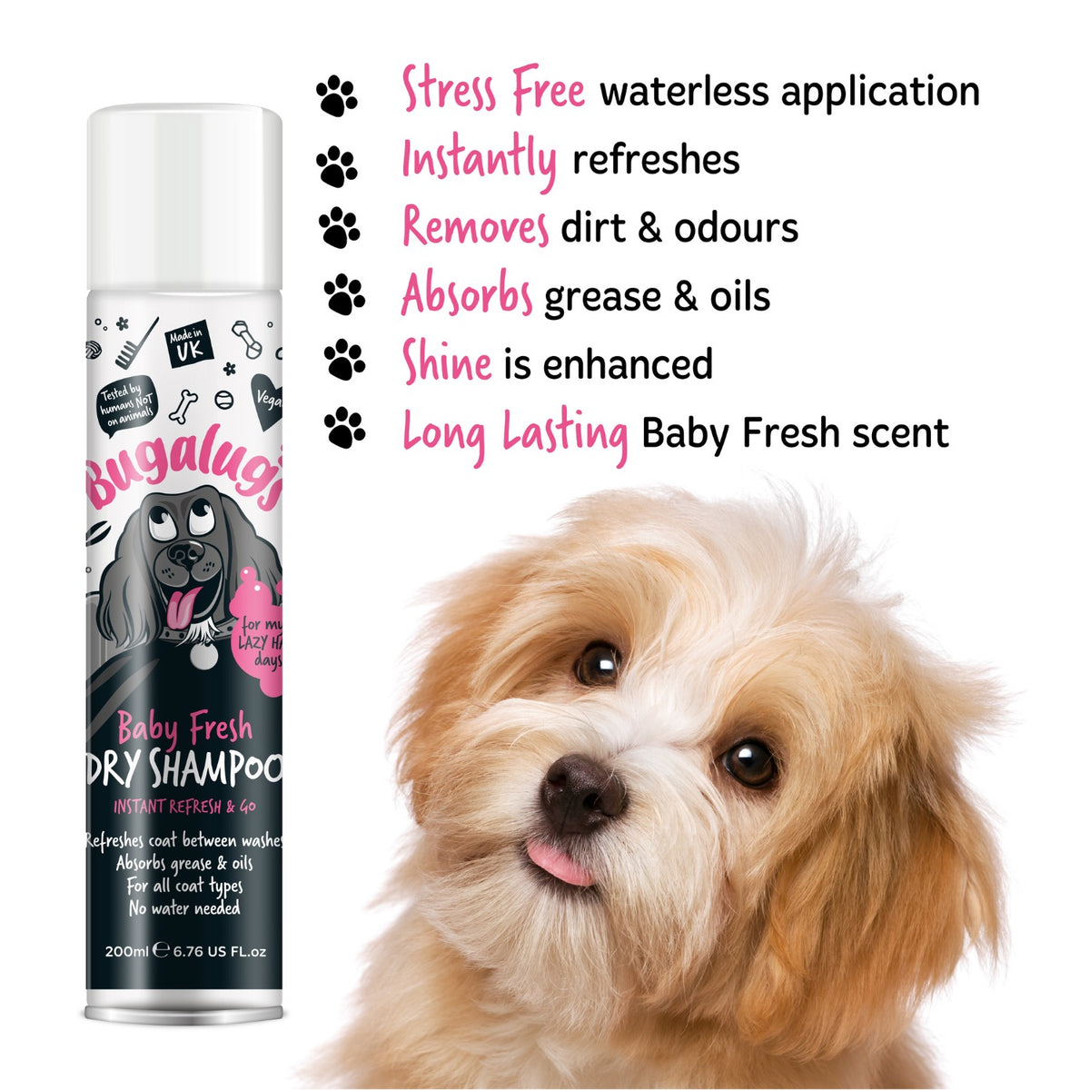 BUGALUGS Baby Fresh – Shampoing sec en spray pour chien – photo 3