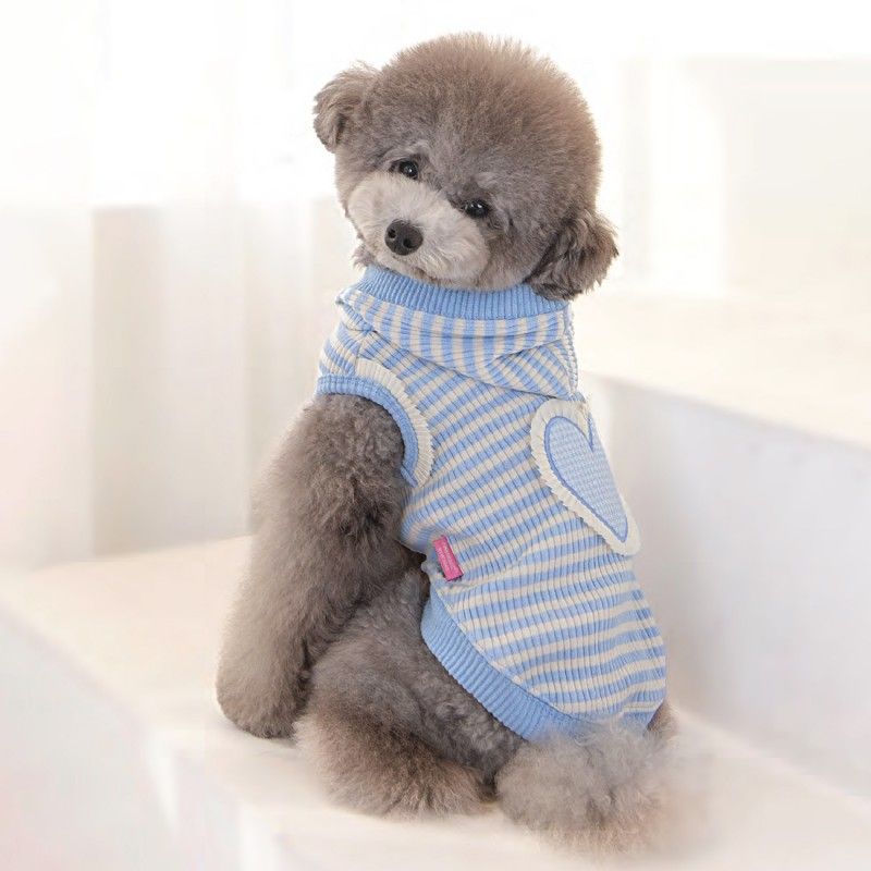 PINKAHOLIC Sweat à capuche Anika – Sweat rayé à motif cœur pour chien – photo 7