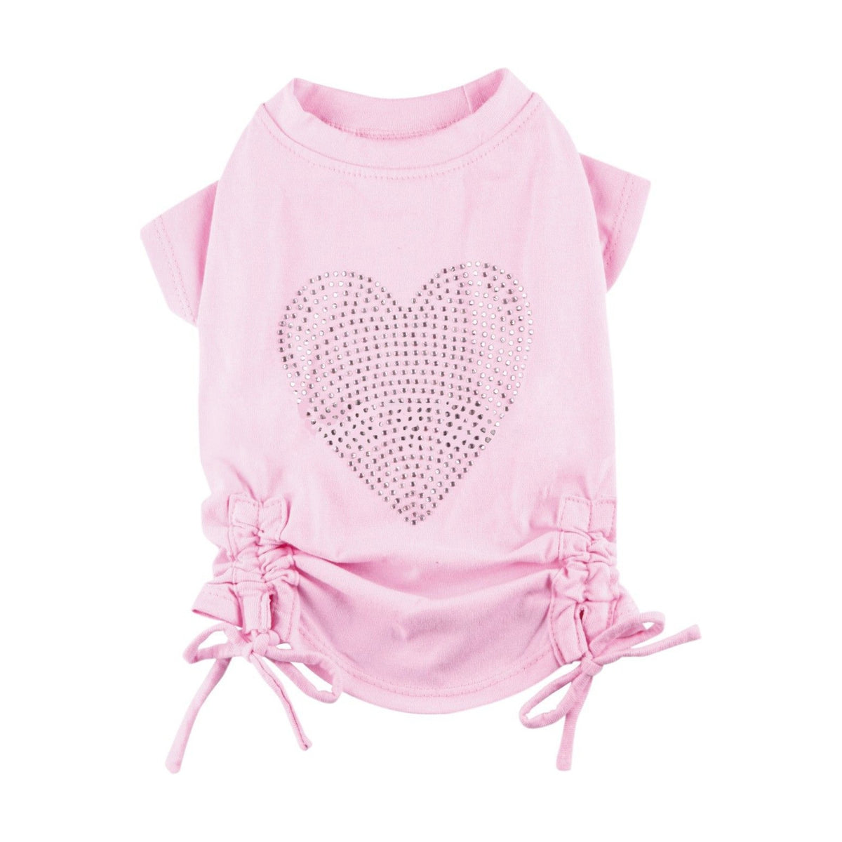 T-shirt rose avec coeur strass et nœud rose