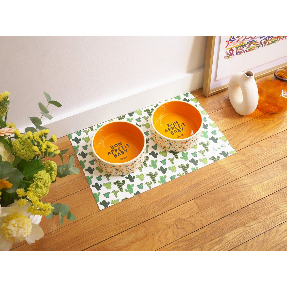 BANDIT Tapis de gamelle Aïe Love Cactus – Set de repas imprimé cactus – photo 3