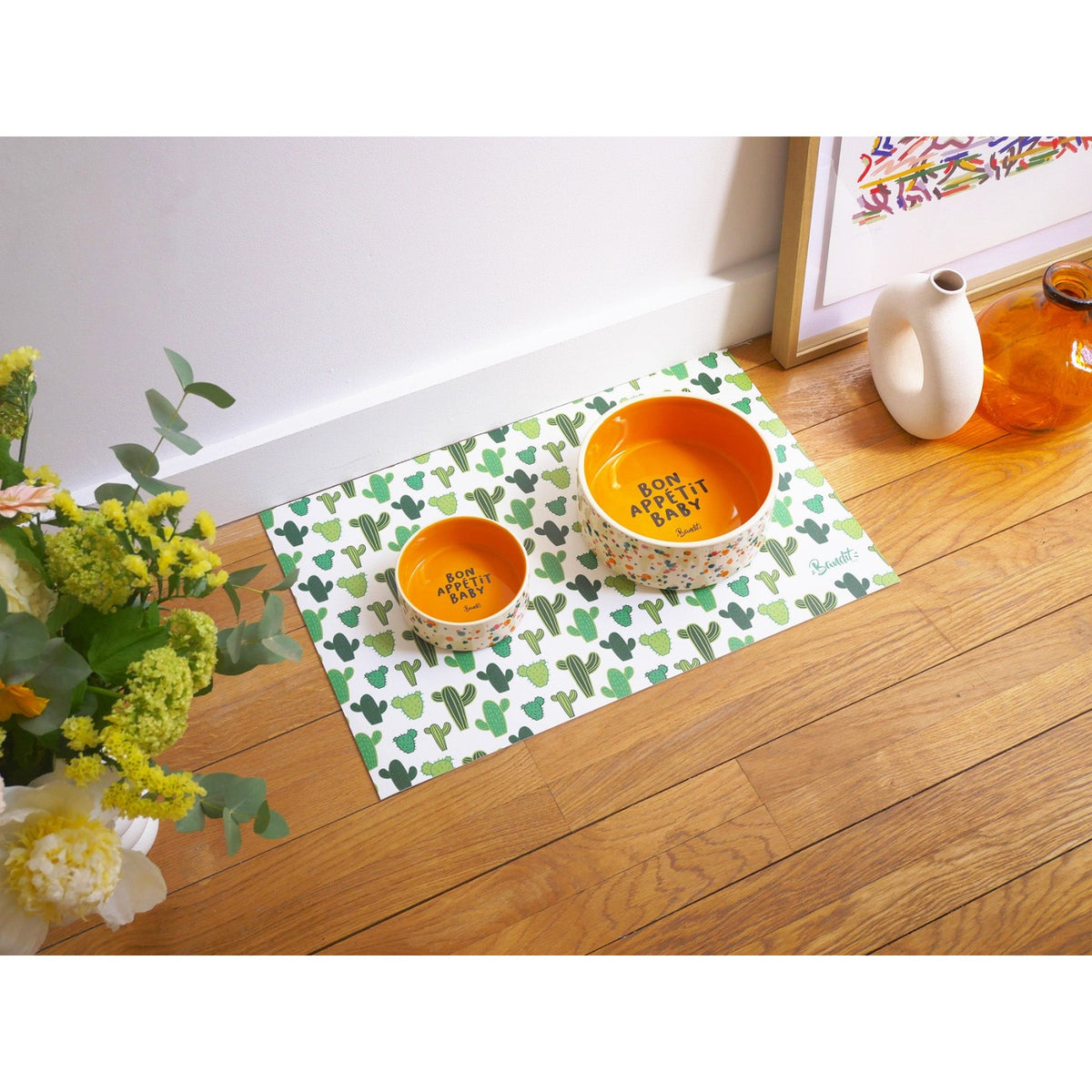 BANDIT Tapis de gamelle Aïe Love Cactus – Set de repas imprimé cactus – photo 5