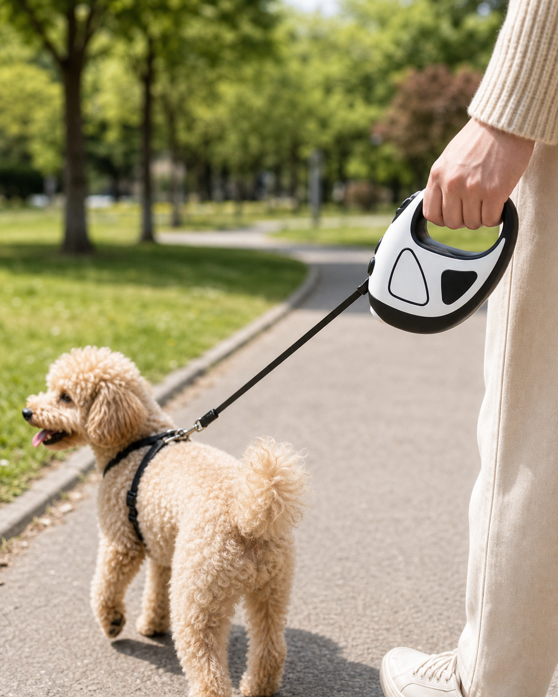 Promenade au parc avec la laisse rétractable LED Animorix